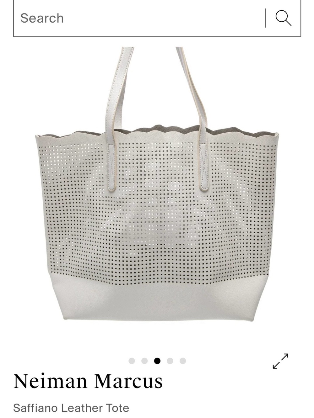 Neiman Marcus Classic Saffiano White Perforated Tote Bag - Women